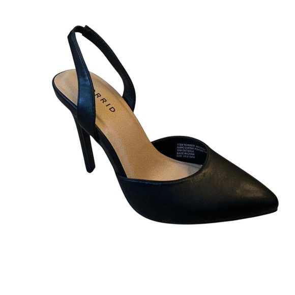Torrid Black Stiletto Pointy Toe Slingback Heels Size 8.5 Wide 4.5in heel - Picture 1 of 5